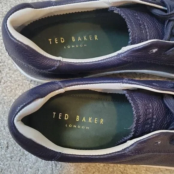 Ted Baker Men's Lace Up Leather Navy Sneakers Size 12